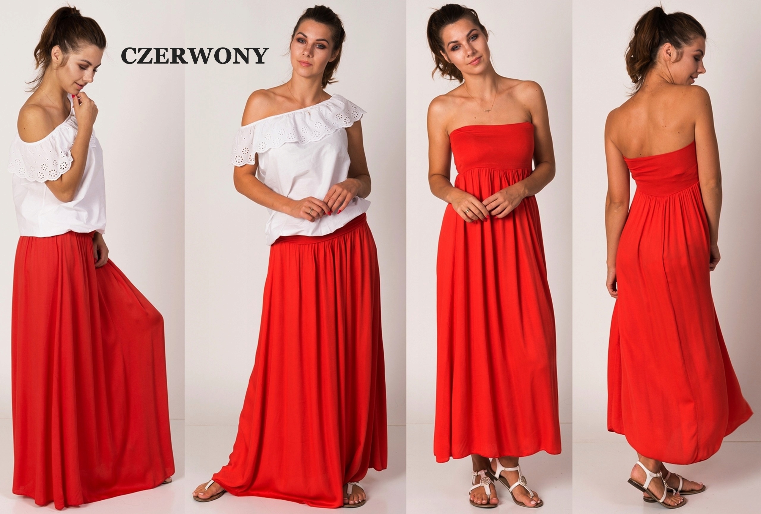 NEW MAXI DŁUGA SPÓDNICA - SUKIENKA 2w1 CZERWIEŃ Marka Alur