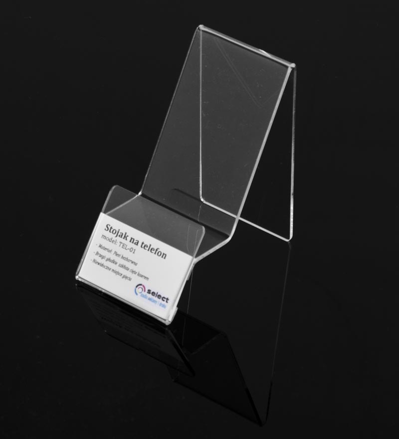 PODSTAWKA POD TELEFON, STOJAK Z OPISEM Z PLEXI Marka Select