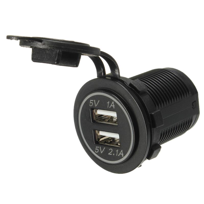 Dual prise USB + Câble de connexion - 12V/24V - 5V/3.1A - PUSB1-R