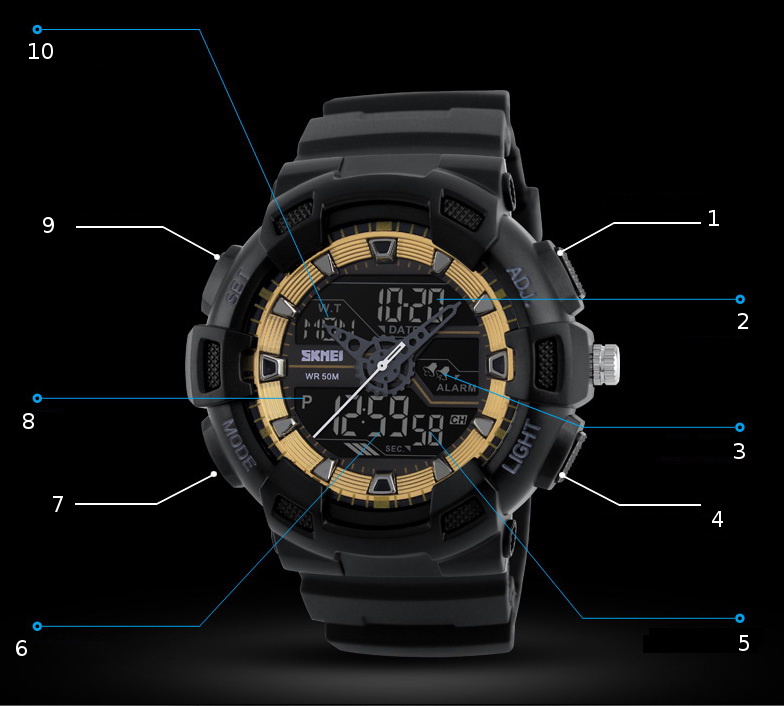 WOJSKOWY ZEGAREK MĘSKI SKMEI S-SHOCK MILITARNY !!! Styl sportowy