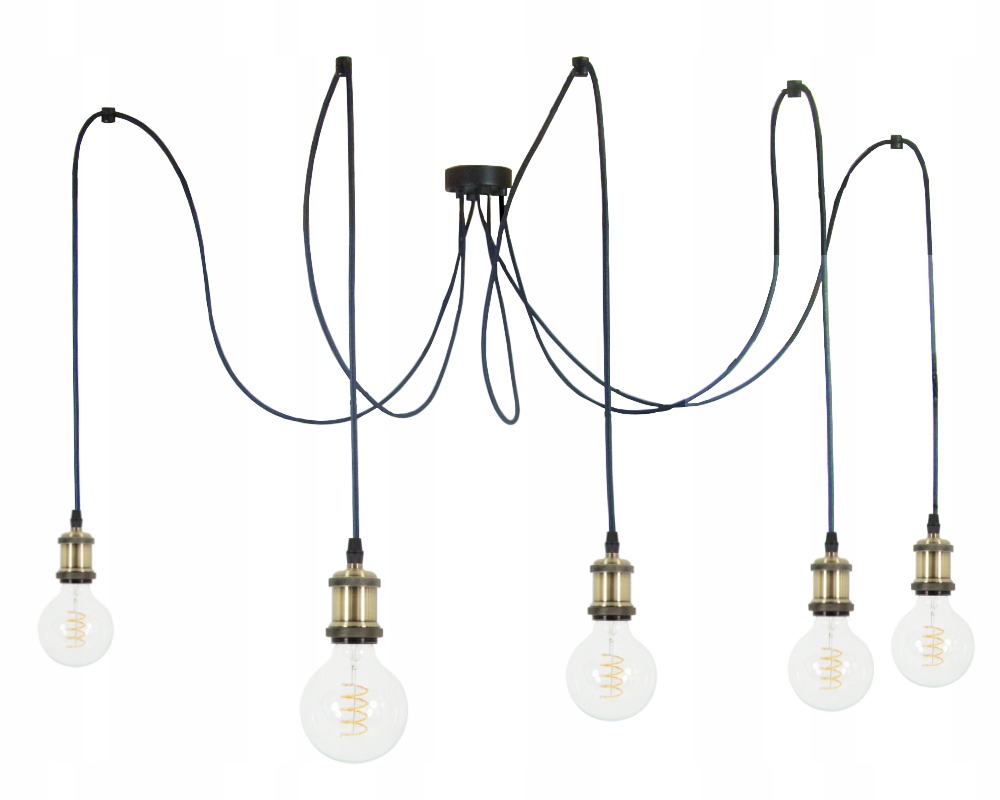 Závěsná Stropní Lampa Pavouk 5 Retro Zlatá