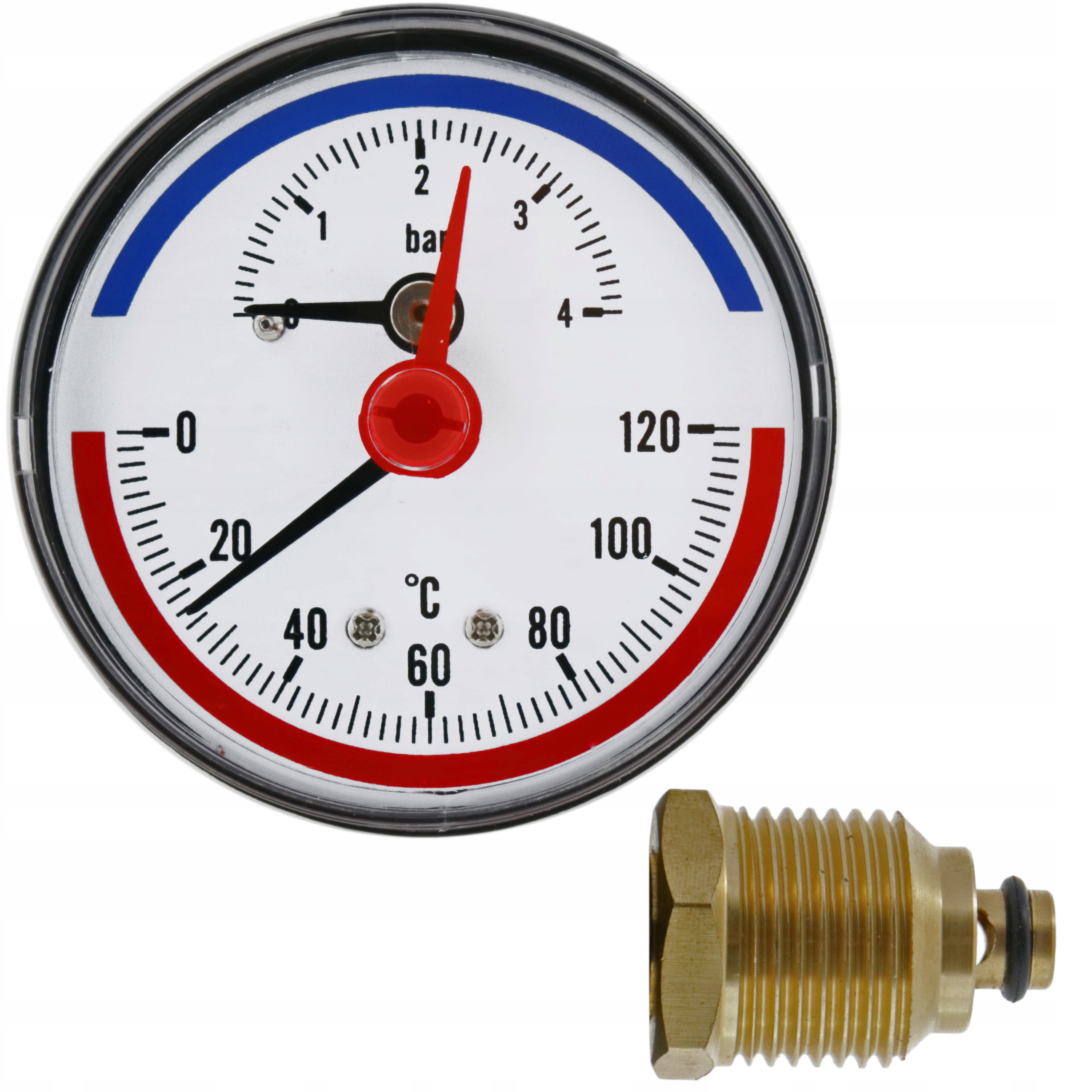 Manometr Termometr 63mm 120 st 4 bar tylny 1/2 1/4 Kod producenta CPM03T.F63.G1/2
