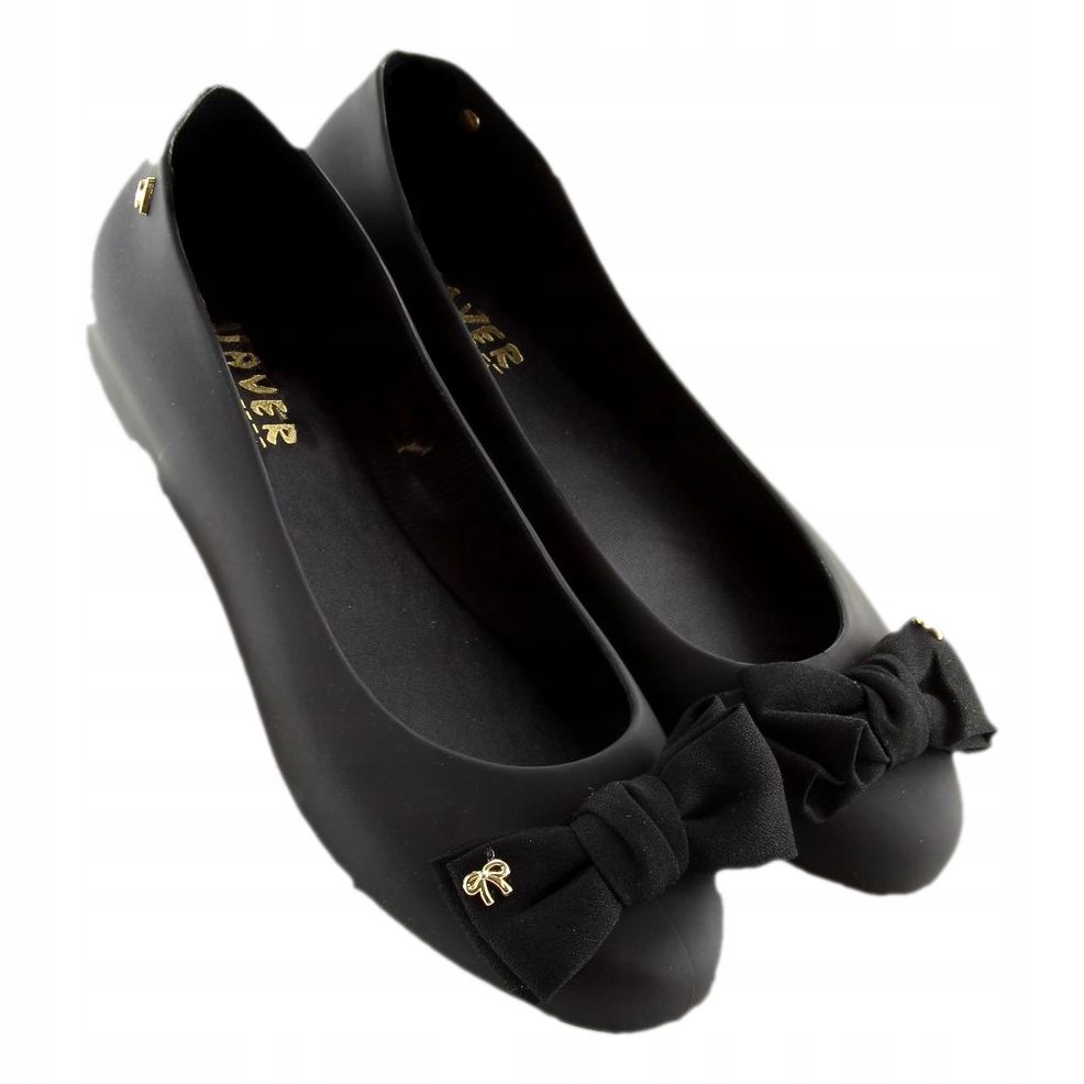 CZARNE GUMOWE BALERINKI -38- MELISKI Z KOKARDKĄ Marka Haver