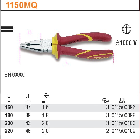 Бета-плоскогубцы 1000V 220MM 1150MQ