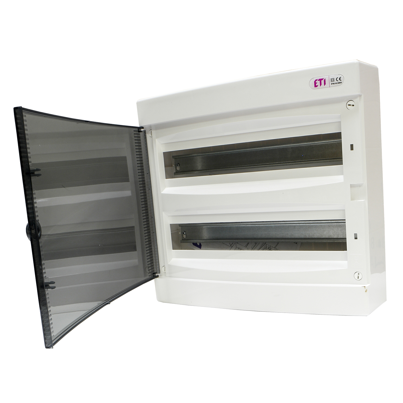 Nástěnný rozvaděč 2x18 hermetické bílé kouřové dveře N+pe IP40