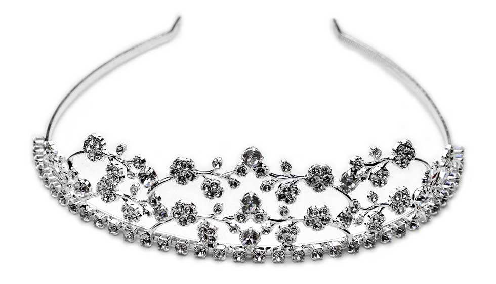 Diadem Tiara Koruna Strieborná Ozdoba Na Vlasy Jablonex Swarovski Svadba Miss