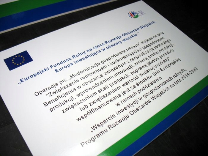 Tablica unijna PROW 2014-2020 120x80cm ARiMR ue eu Przeznaczenie zewnętrzne