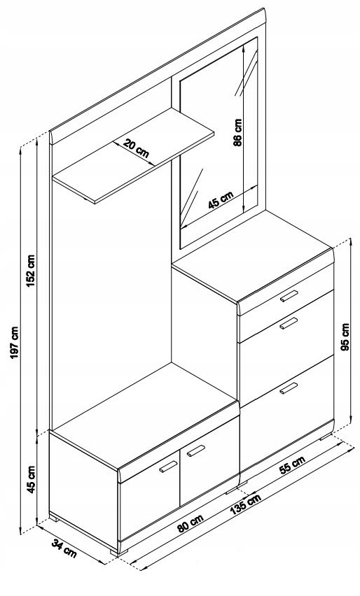 Garderoba SOFIA 135 SKANDYNAWSKA zestaw mebli Rodzaj mebla inny