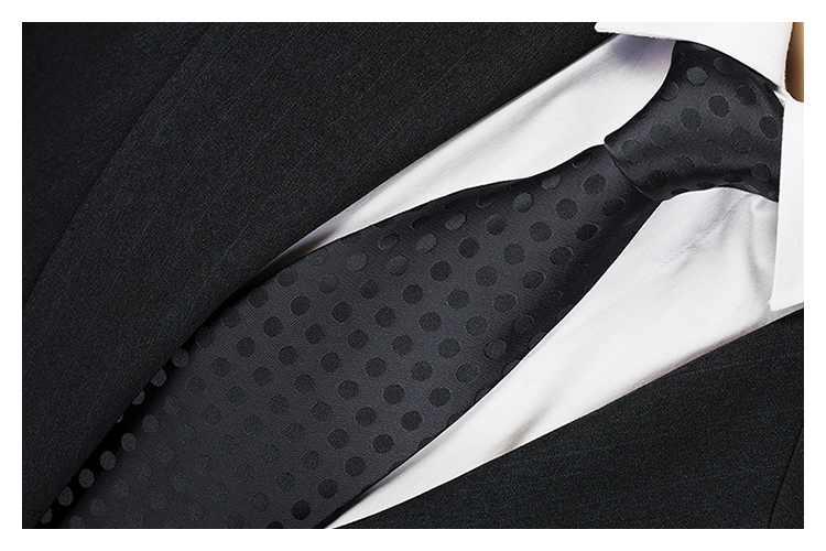 Modny Krawat Żakardowy Gładki GROSZKI CZARNY rc313 Marka Rene Chagal