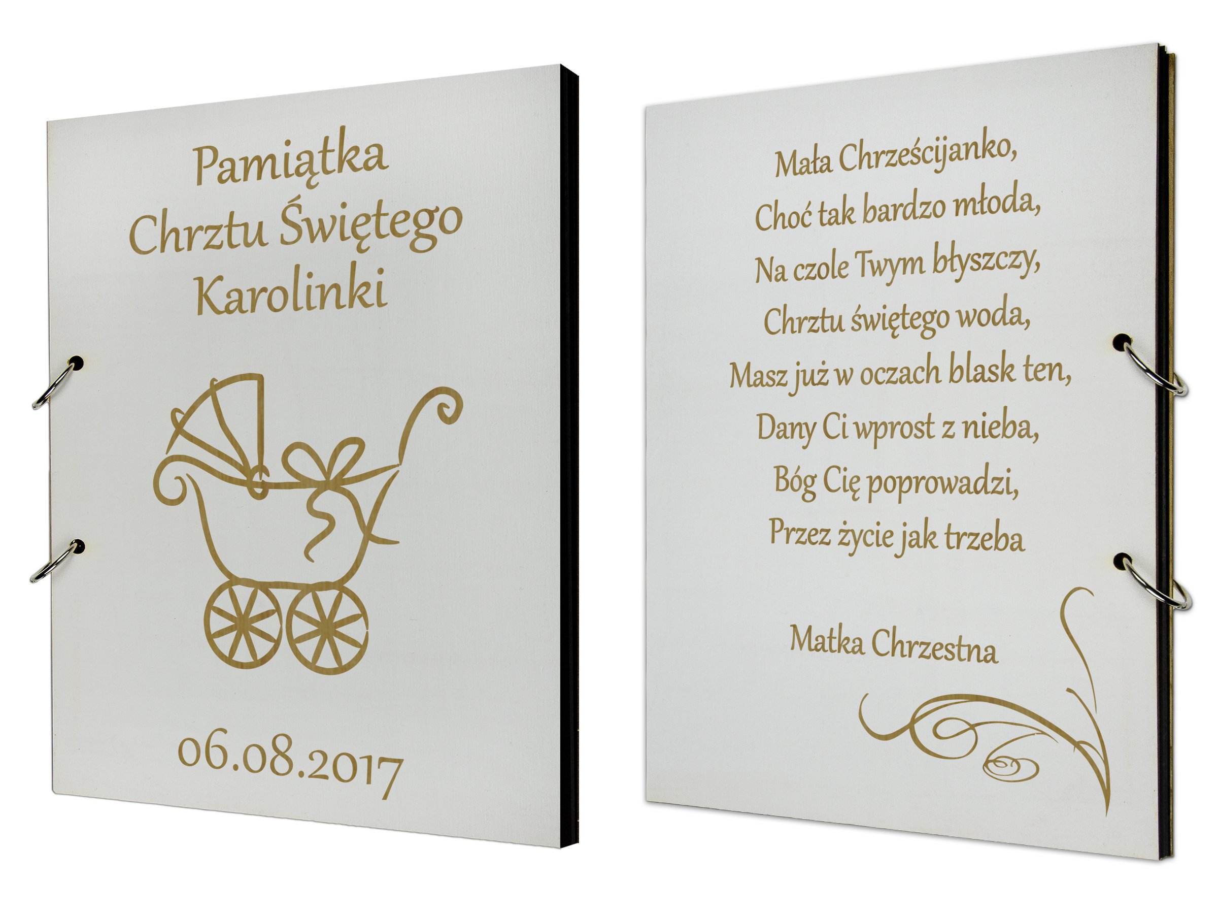 

Drewniany Album Na Chrzest Grawer Prezent Biały