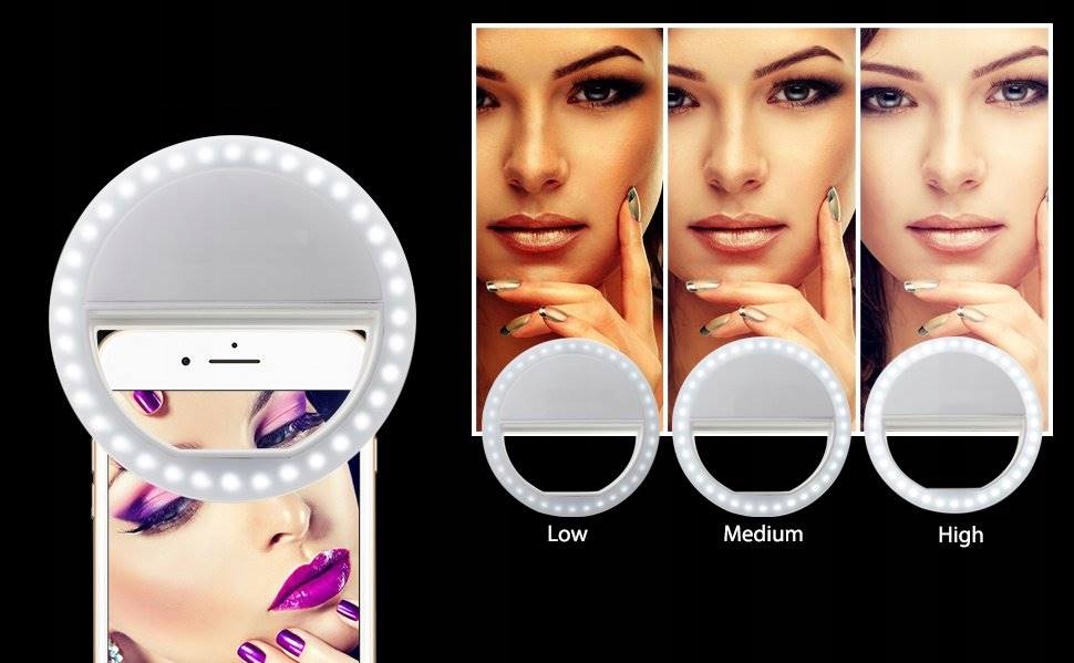 LAMPA LED DO ZDJĘĆ SELFIE PIERŚCIENIOWA NA TELEFON EAN (GTIN) 5904094225125