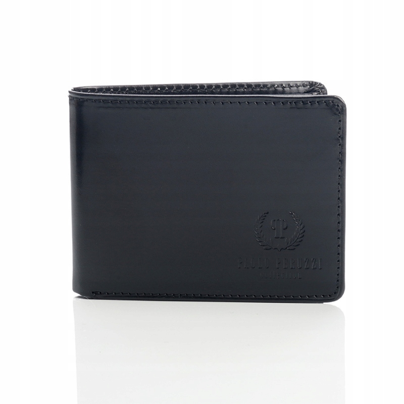 

Czarny Slim Wallet Cienki Skórzany Portfel Etui