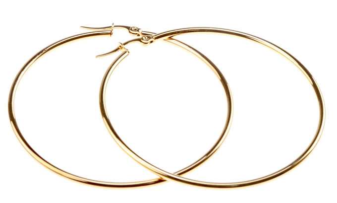 

H3550 Kolczyki Złote Stal Chirurgiczna Koła 59mm