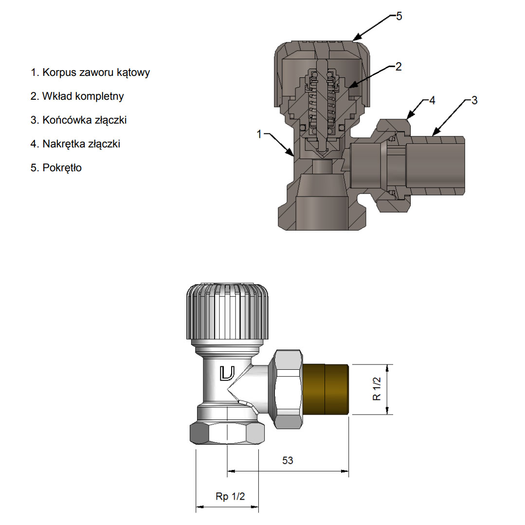 zestaw termostatyczny Econ Plus kątowy Marka Master