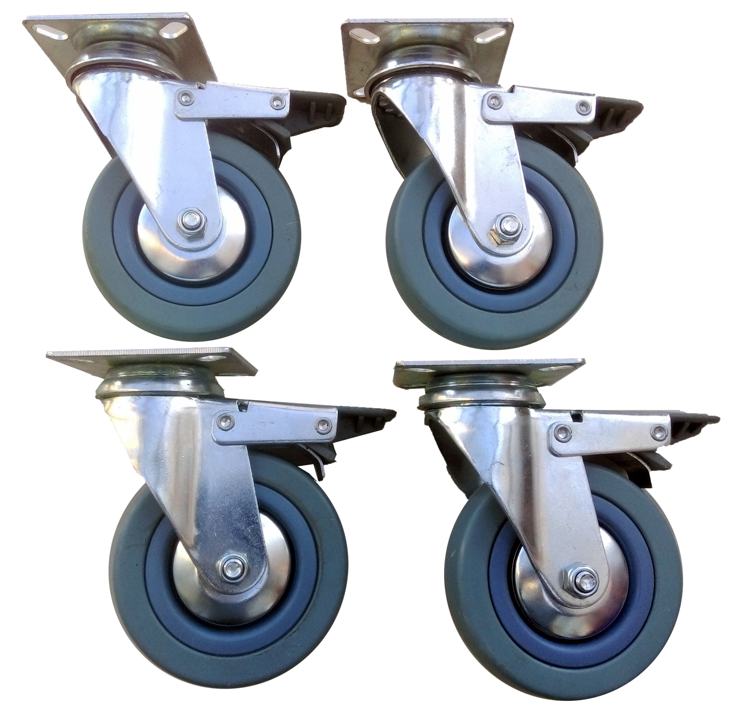 

Zestaw kół 100 mm 4 szt szare 270 Kg hamulec kółka