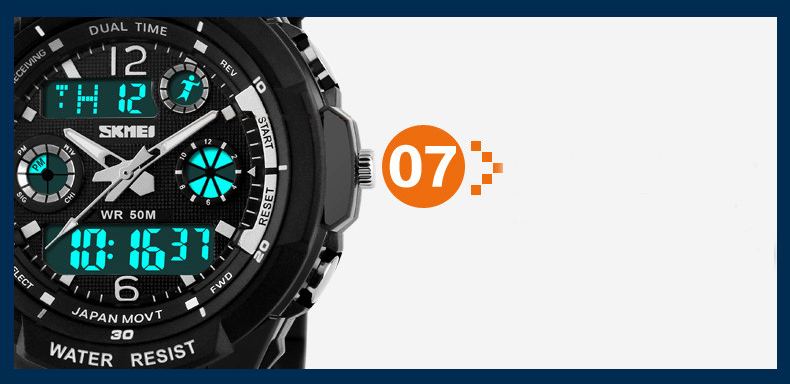 SKMEI SPORTOWY ZEGAREK S-SHOCK MĘSKI WODOODPORNY Materiał koperty tworzywo sztuczne