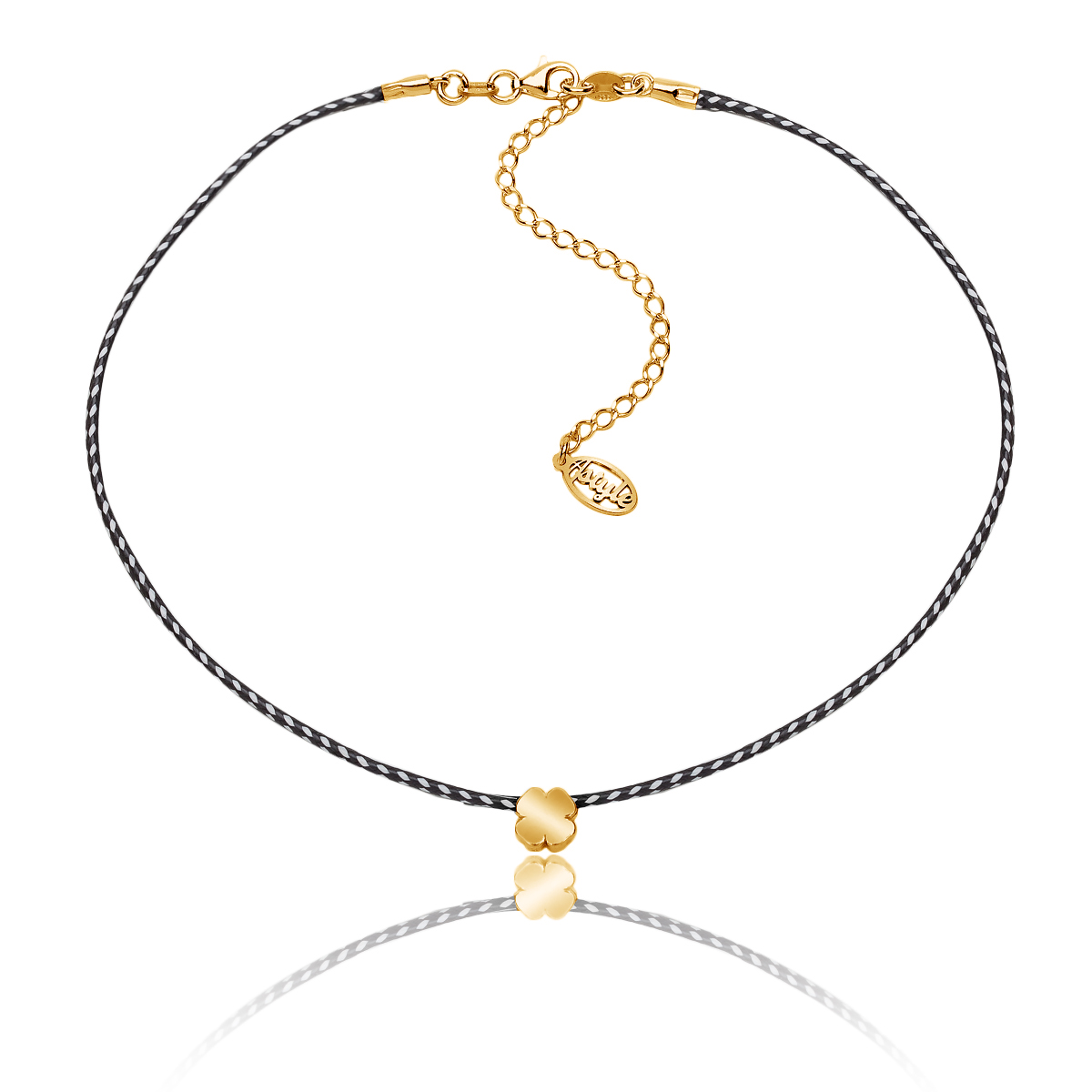 Choker s jetelem, stříbrný, pozlacený