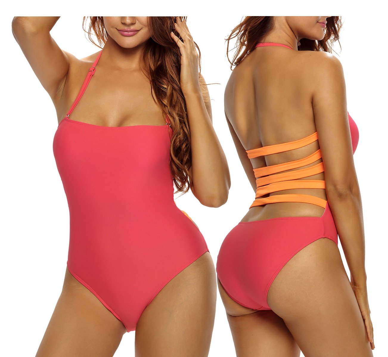 

Monokini Strój Kąpielowy Jednoczęściowy Paski Sml