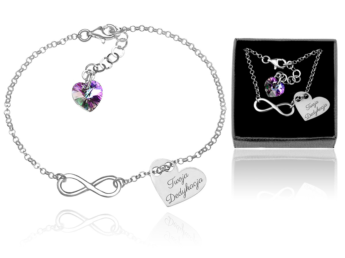 

Infinity Serce Z Kr. Swarovski Grawer 925 Rodowana