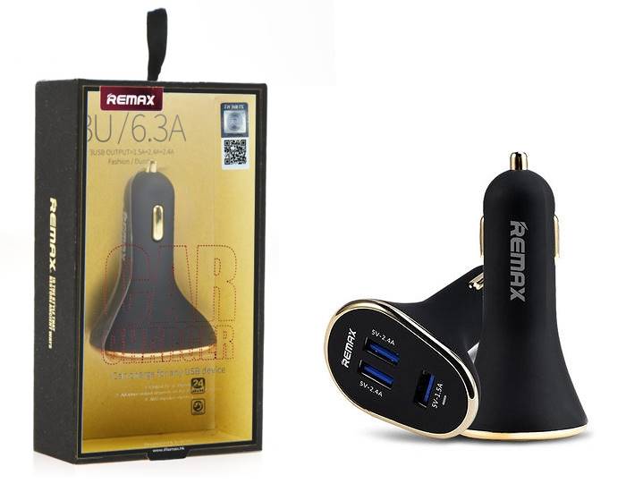 

Remax - Porządna Ładowarka Samochodowa 3x Usb 6,3A