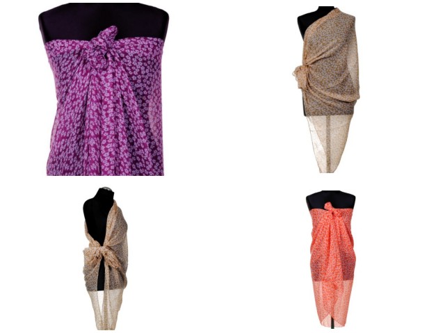 CHUSTA PLAŻOWA PRZEWIEWNE PAREO DROBNE KWIATY - 05 Płeć kobieta