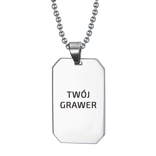 

Stalowy Nieśmiertelnik Z Łańcuszkiem + Twój Grawer