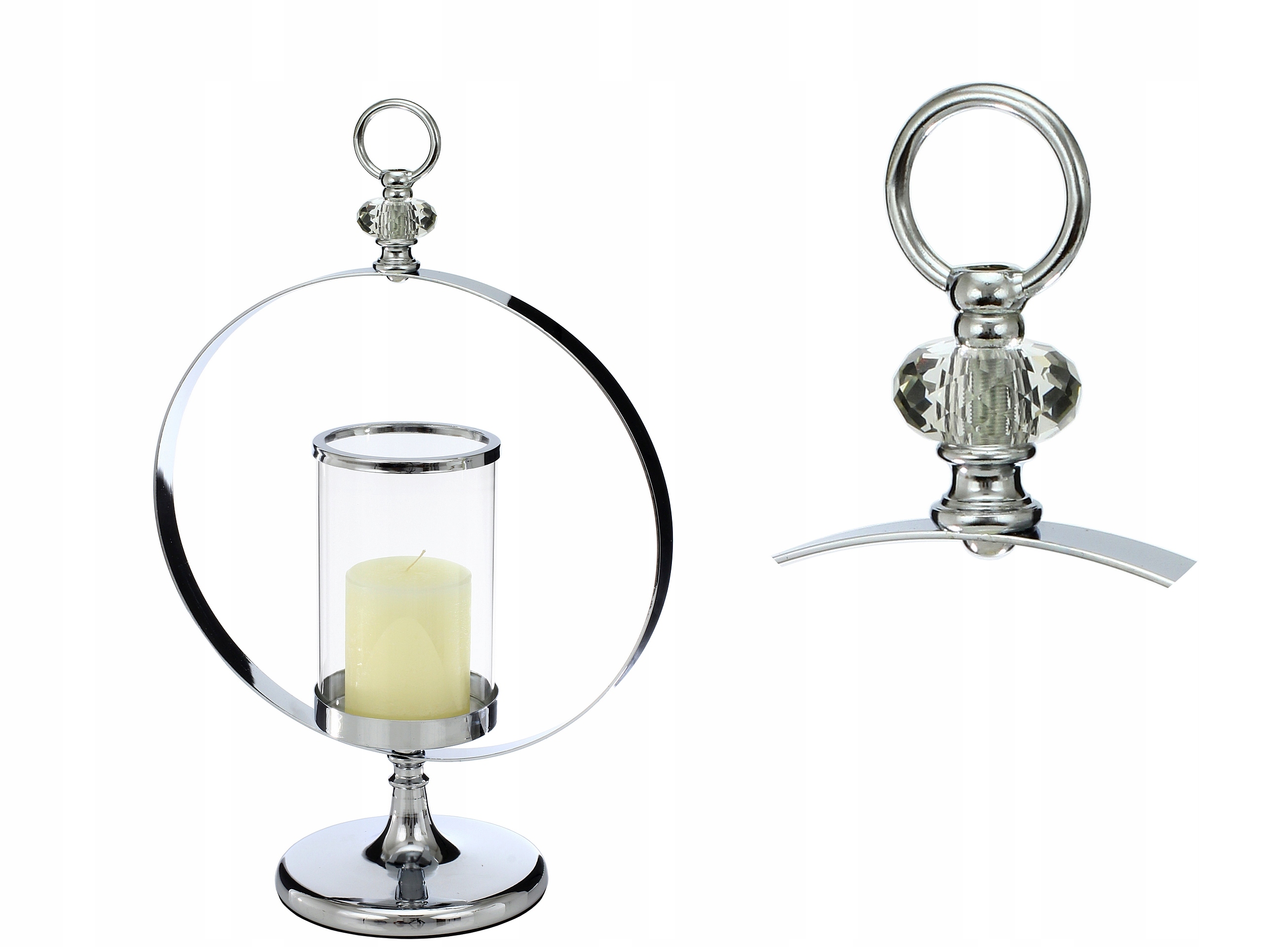 

Świecznik Glamour Lampion Koło z Kryształem 45 cm