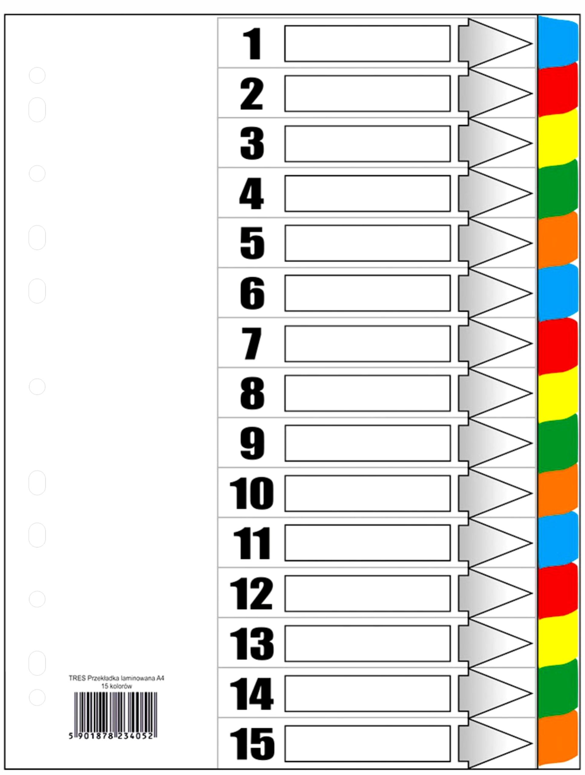 

Przekładki kartonowe laminowane A4 1-15 kolorowe