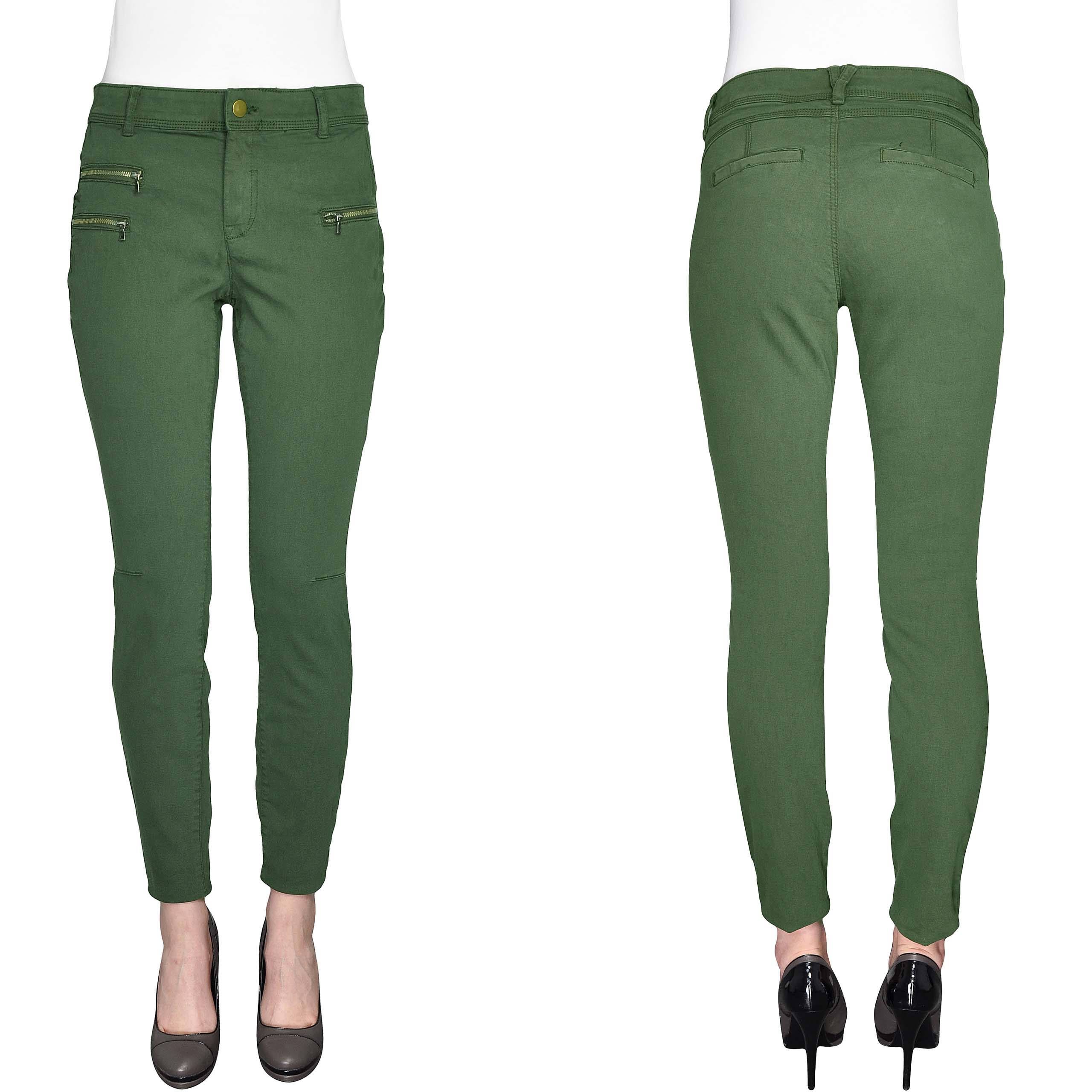 

C&a Oliwkowe Jeansy Push Up Rurki Zamki L 40