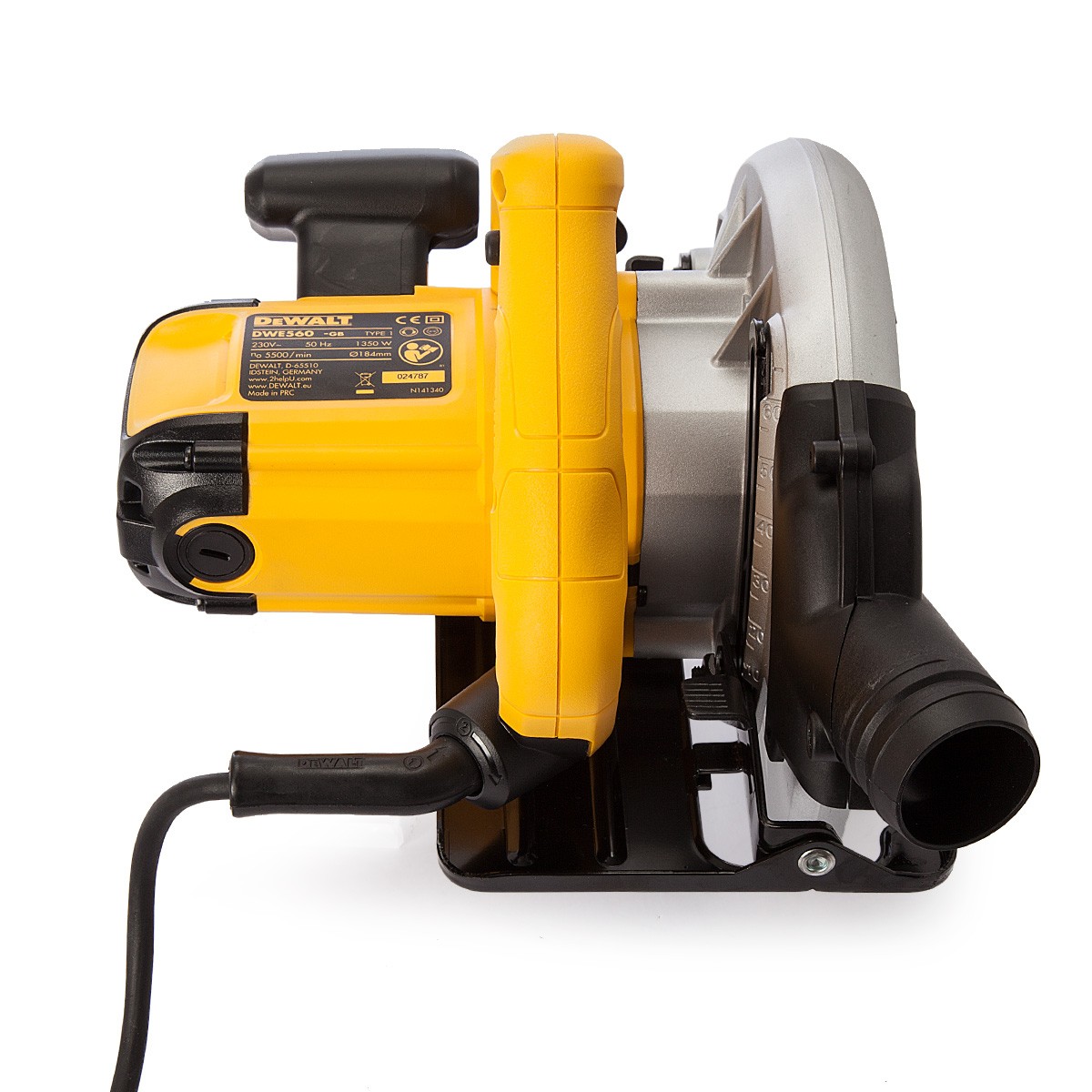 DeWALT DWE560-QS Pilarka tarczowa głębokość cięcia 65 mm 1350W 184mm Zawiera baterie nie