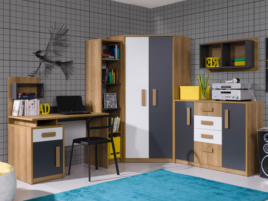 biurko z półką nadstawką do nauki do pokoju młodzieżowego dzieci Quatro 10 Marka MARMEX Meble