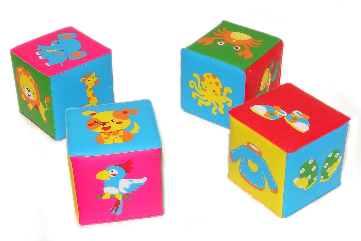 Klocki Dla 7 Miesięcznego Dziecka PIERWSZE KLOCKI DLA DZIECKA MIĘKKIE 4PACK KOLOROWE - 7369942691