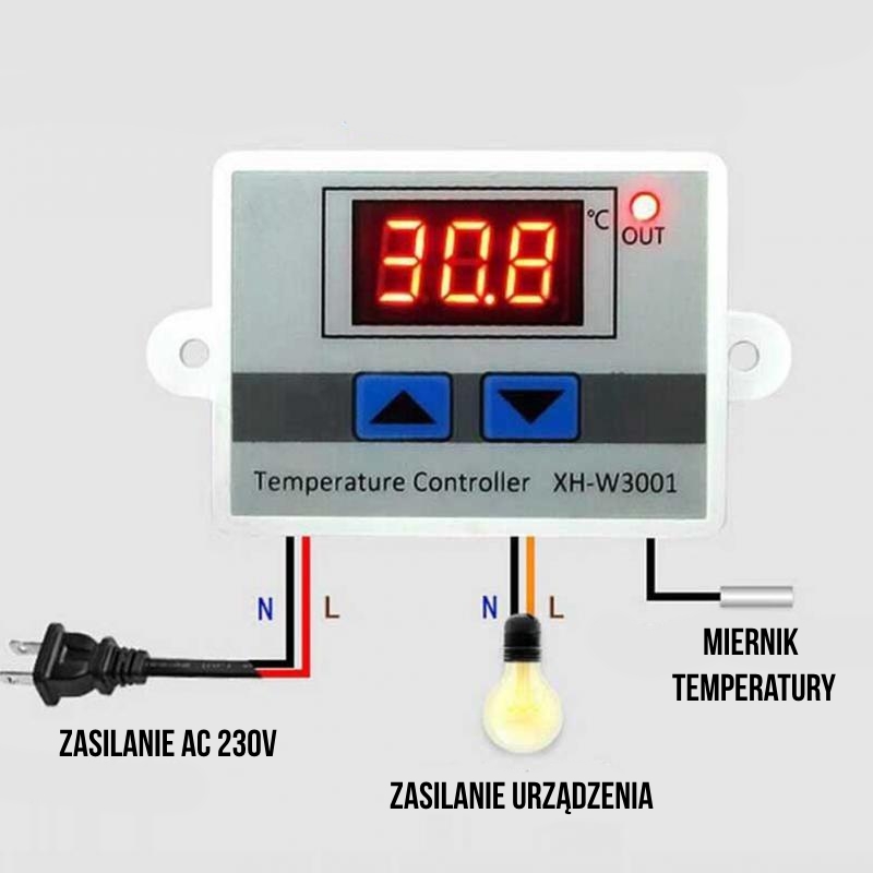 REGULATOR TEMPERATURY CYFROWY TERMOSTAT 110C 230V - 7118596559 ...