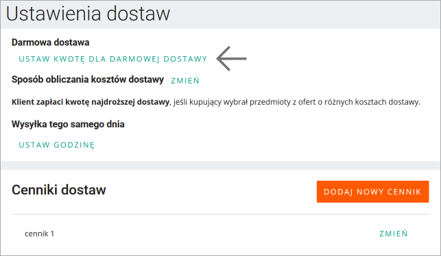 kwota darmowej dostawy