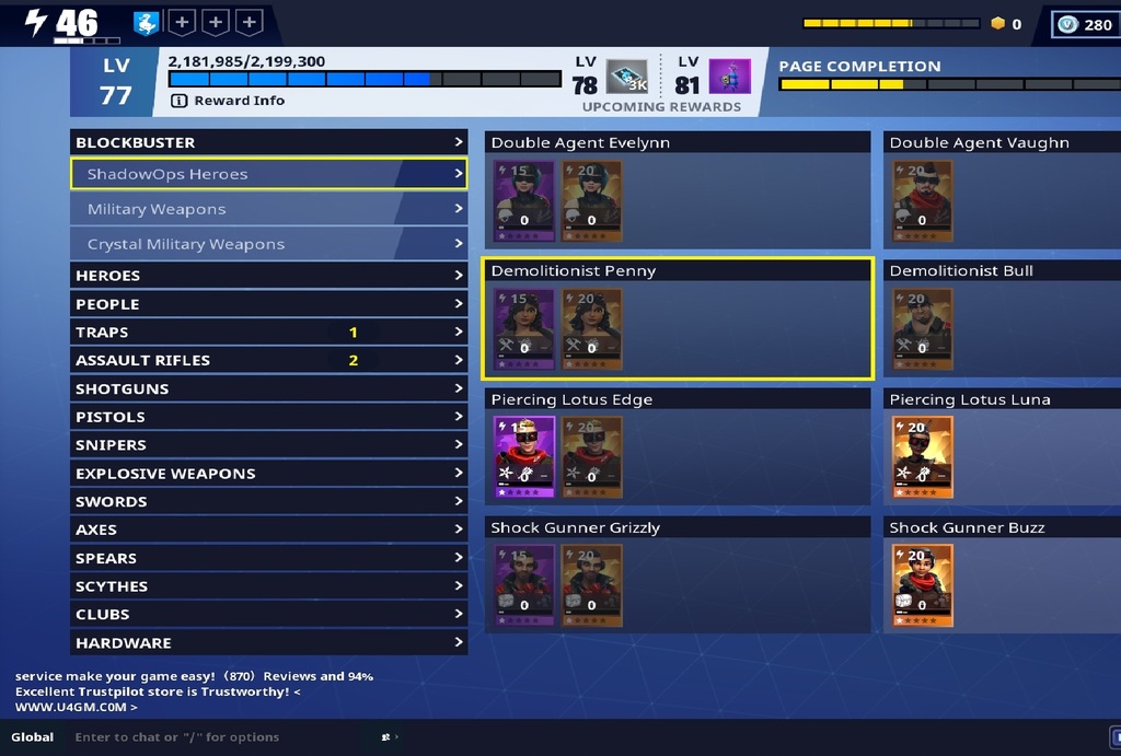 Konto fortnite - Ratowanie Swiata super rozwiniete