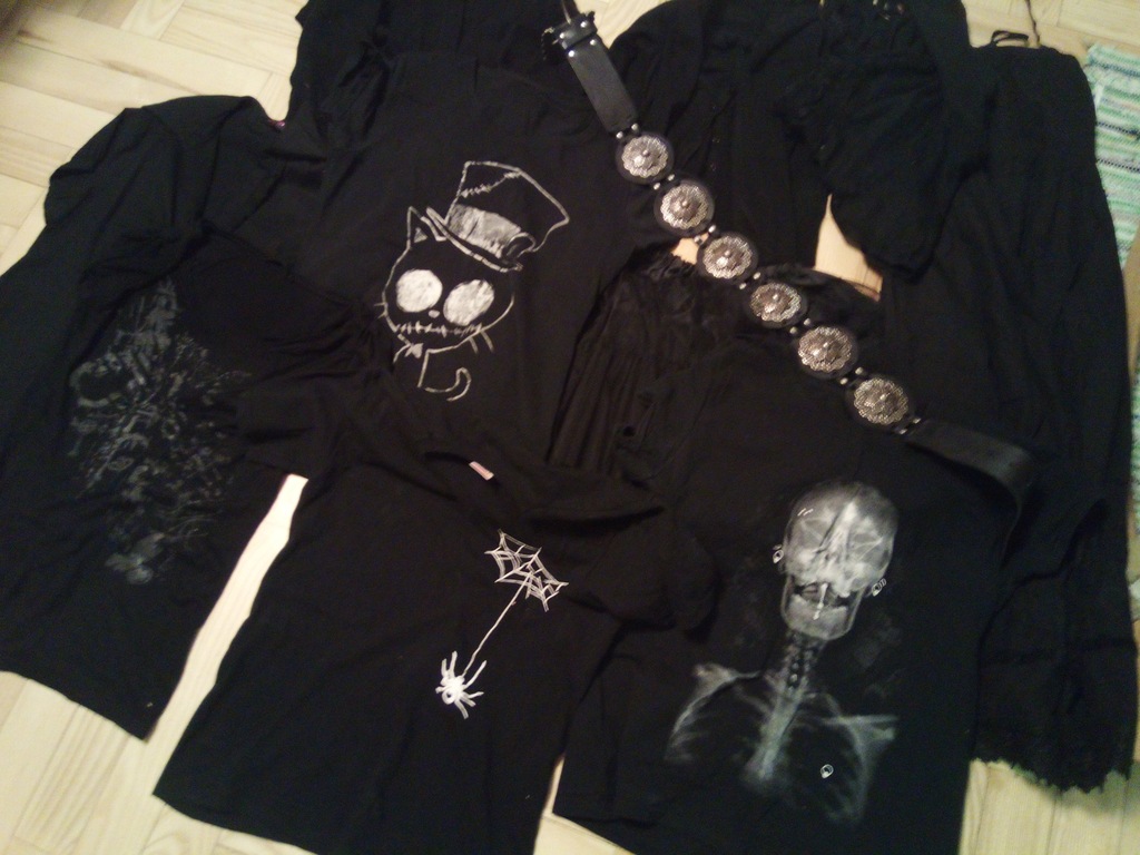 Zestaw czarnych ubrań goth gothic emo 38-40