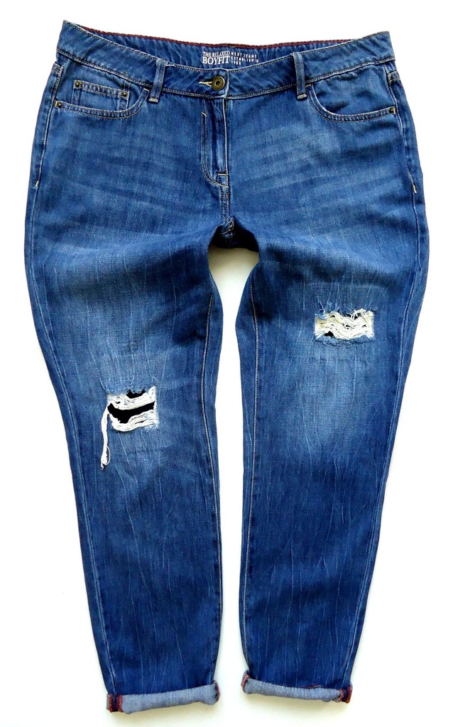 577 NEXT spodnie jeansy BOYFIT przetarcia 42/44