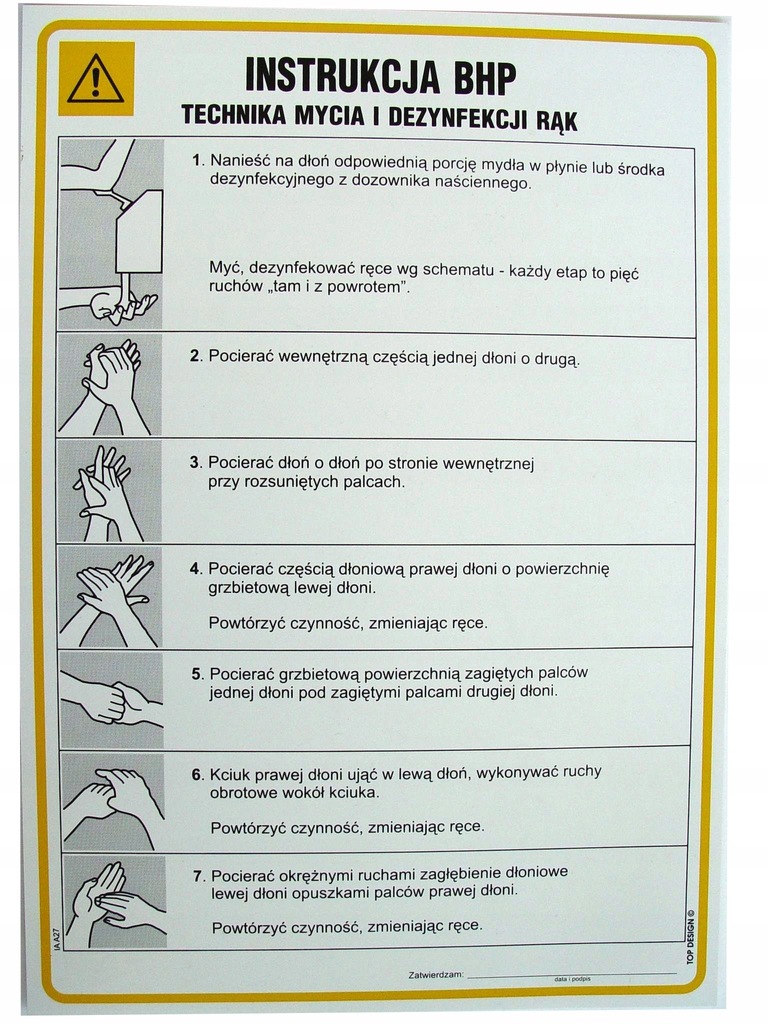 Instrukcja BHP Technika mycia i dezynfekcji rąk