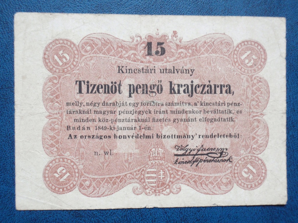 Austro-Węgry 15 Tizenot pengo krajczarra 1849