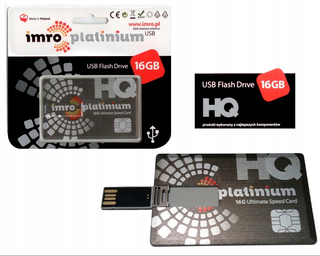 Szybki Pendrive credit card IMRO platinium 16Gb PL