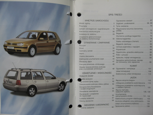 VW GOLF IV Polska instrukcja Volkswagen VW Golf 4