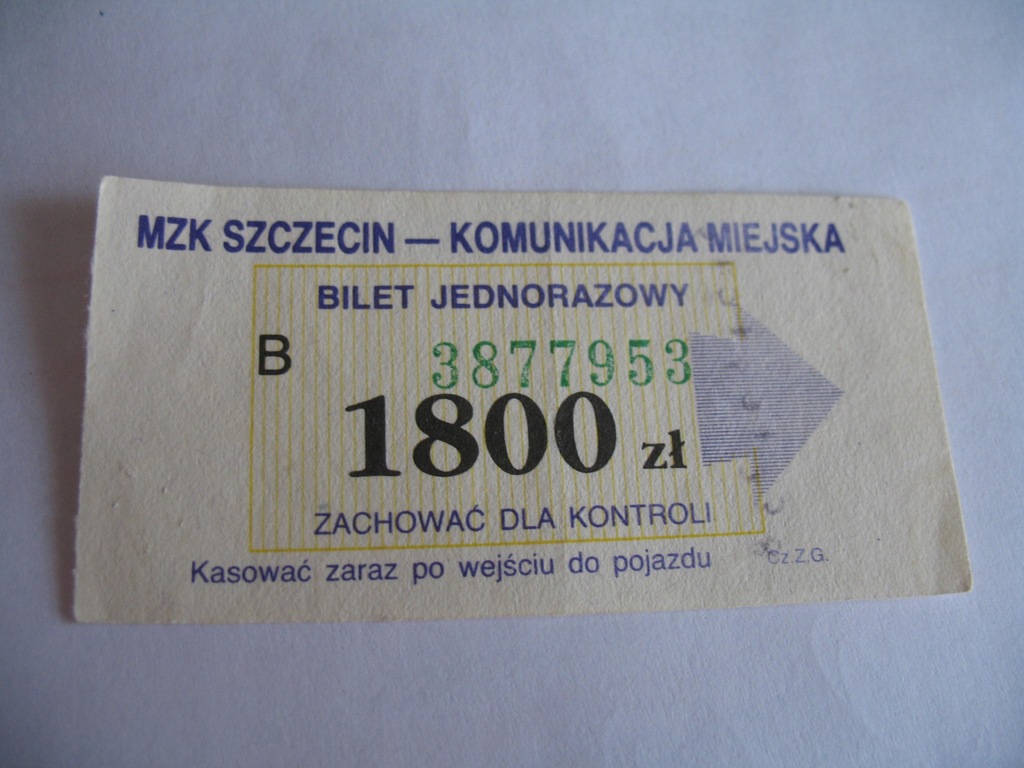 Bilet MZK Szczecin 1800 zł