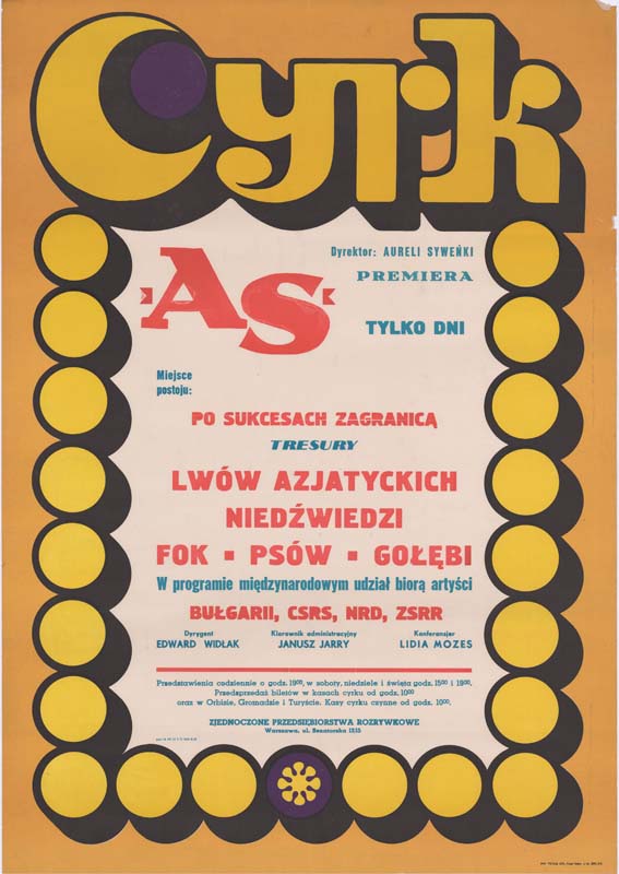 plakat afisz cyrkowy 1972 Cyrk AS ZPR
