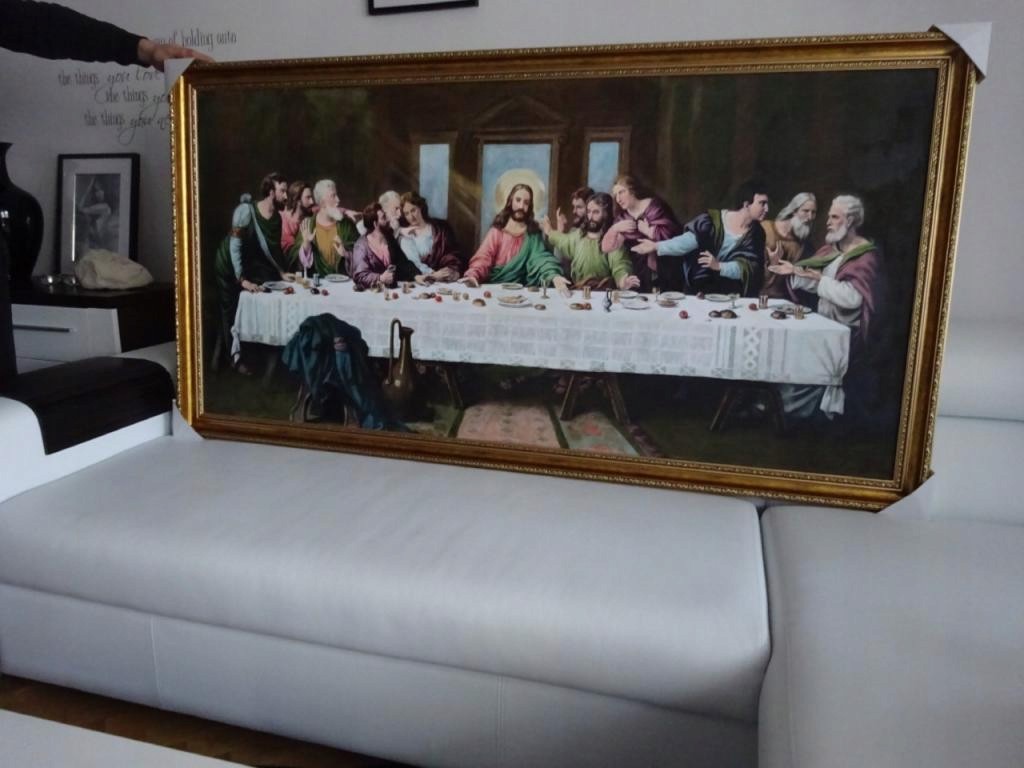 OBRAZ OSTATNIA WIECZERZA ZABATERI 170x90 Z RAMĄ