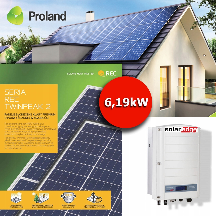 INSTALACJA FOTOWOLTAICZNA 6,19kW SOLAREDGE MONTAŻ