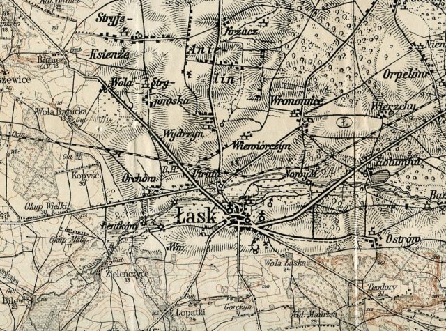 ŁASK SZADEK ZDUŃSKA  niemiecka mapa wojskowa 1907