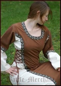 Medieval dress - Ella, brown / beige (natural)