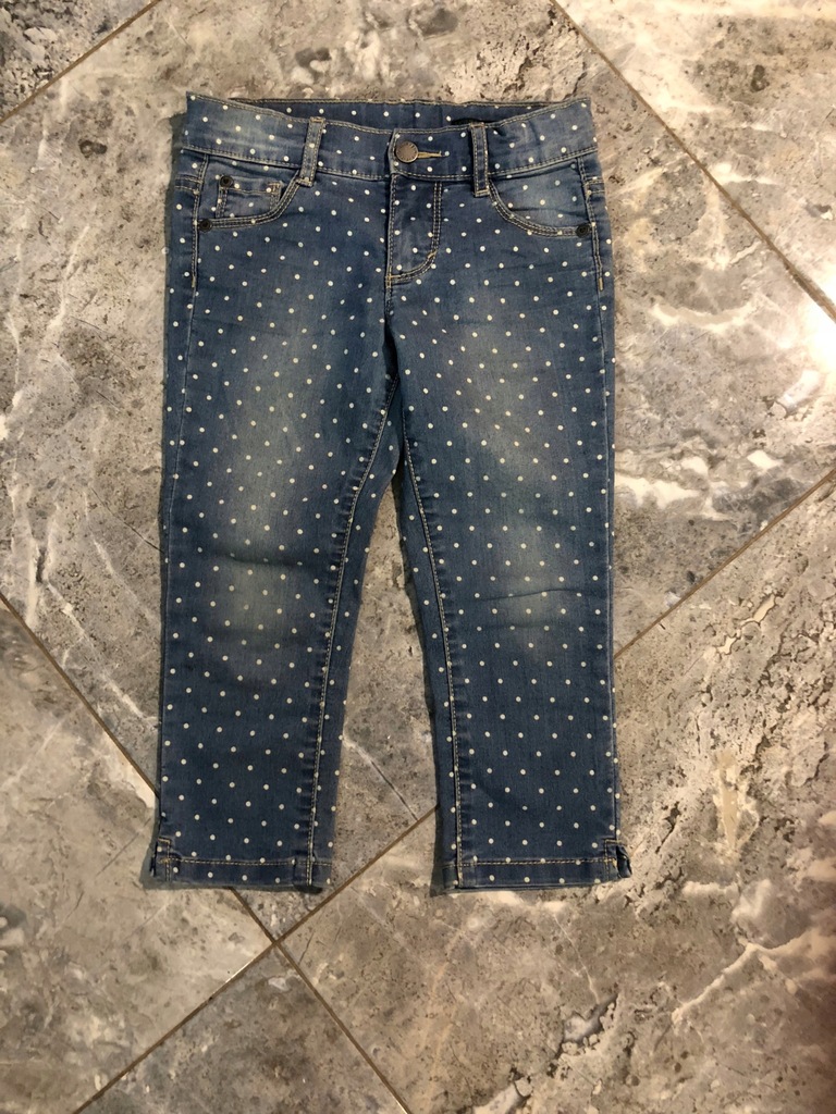 BENETTON spodnie jeans w kropki 6-7