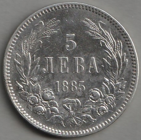 Bułgaria / 5 lewa / 1885 / srebro
