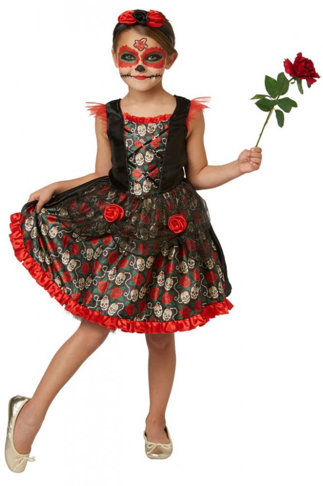Strój Kostium SUGAR SKULL Halloween Czaszka Róże M